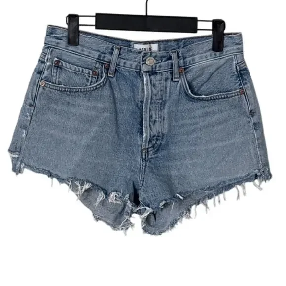 AGOLDE Parker High Rise Vintage Cut Off Denim Shorts in Riptide Size 26